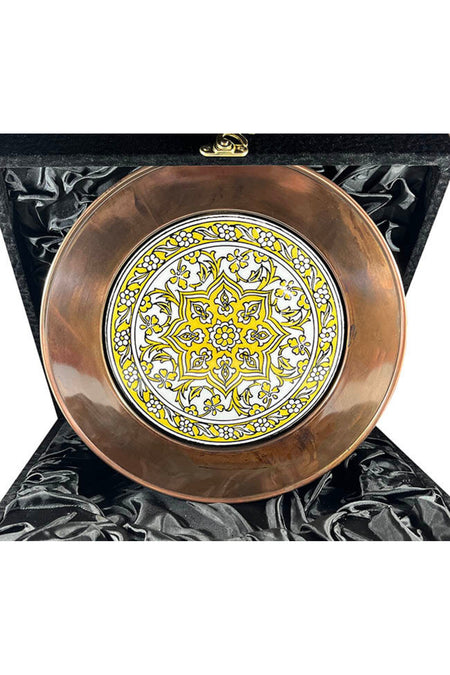 Cini Evi International Gift, Yellow Papatya 25cm Copper Plate - MALLTURK