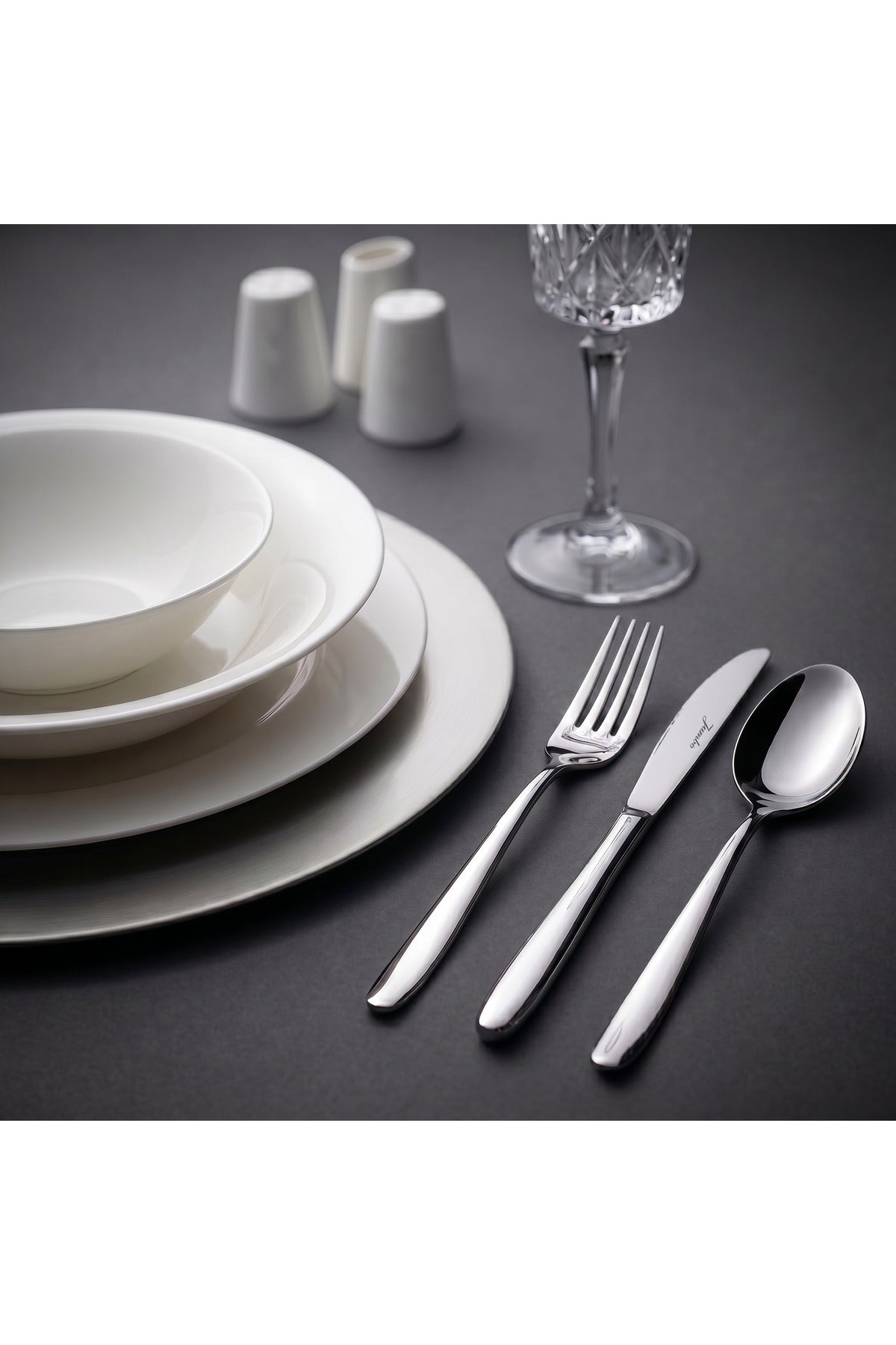 Jumbo 2004 84 Piece 12 Place Setting Steel Flatware Set - MALLTURK