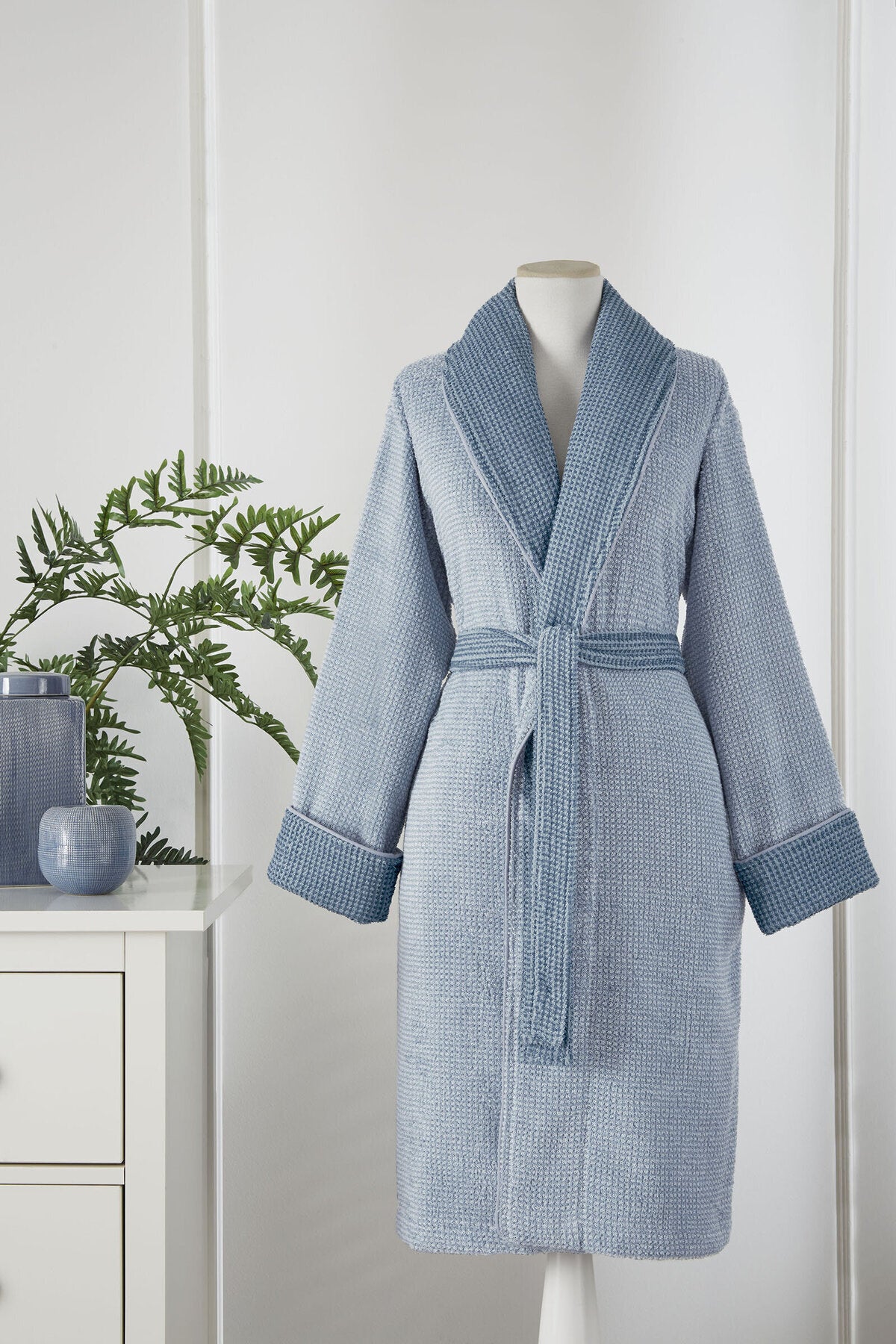 Ozdilek Sadem Organic Plaid Shawl Collar Bathrobe - MALLTURK