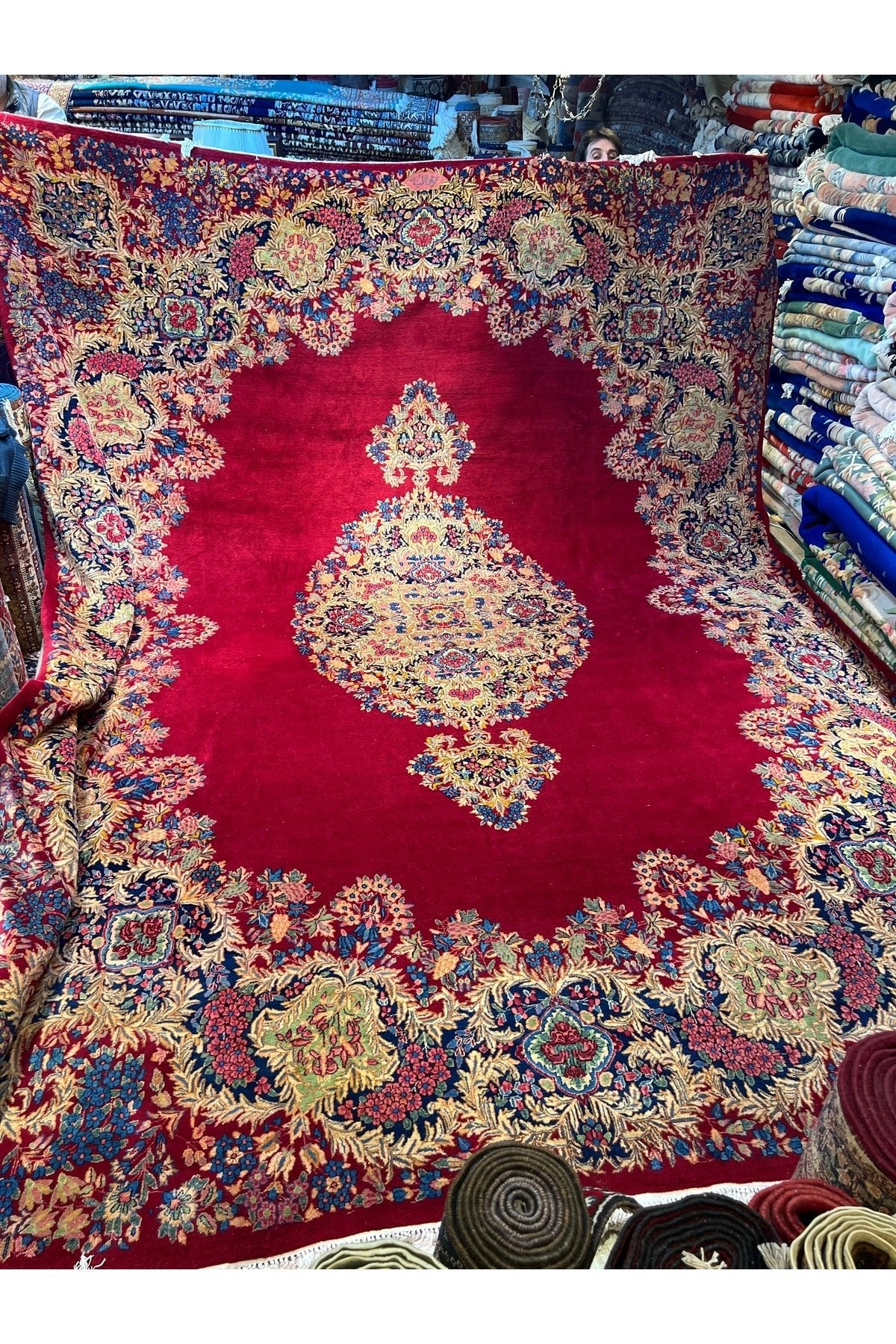 RD RAMAZAN DAG Hand Rug Art Hand-Woven Iranian Kirman Rug Signed Premium Quality KokBoyaMuazzam Bir Eser Size 450x350 - MALLTURK