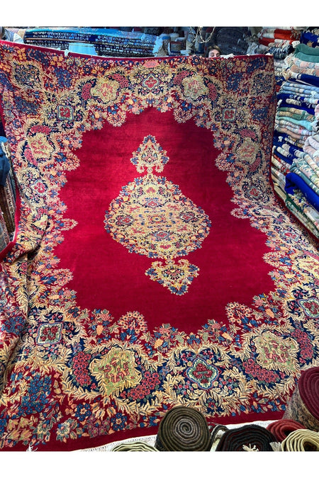 RD RAMAZAN DAG Hand Rug Art Hand-Woven Iranian Kirman Rug Signed Premium Quality KokBoyaMuazzam Bir Eser Size 450x350 - MALLTURK