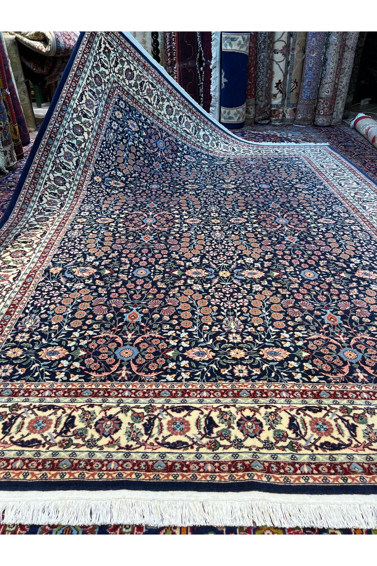 RD RAMAZAN DAG Hand Rug Art Hand-Woven Sumerbank Hereke Rug Signed Seven Mountains Flower Premium Quality Size 265x203 - MALLTURK