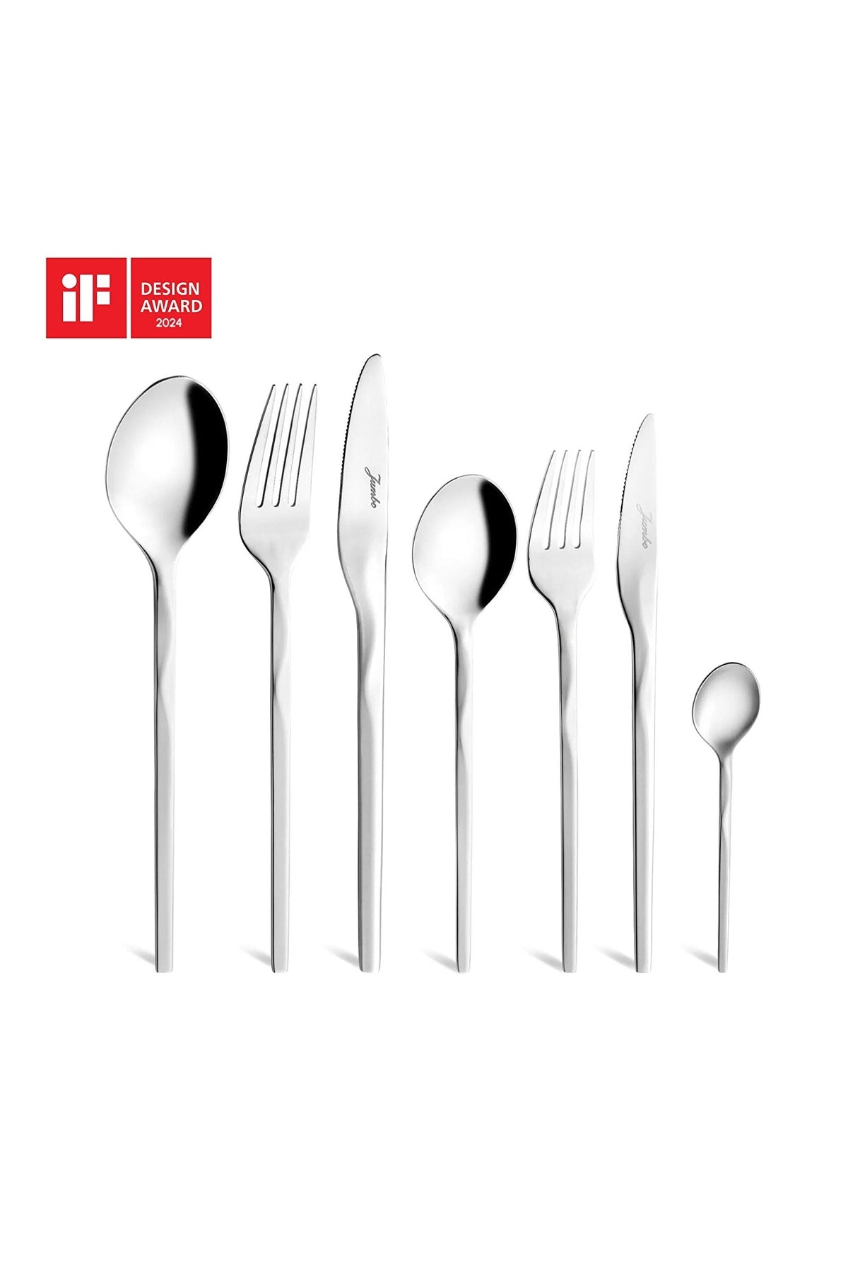 Jumbo fluctus 84 Piece 12 Place Setting Steel Flatware Set - MALLTURK