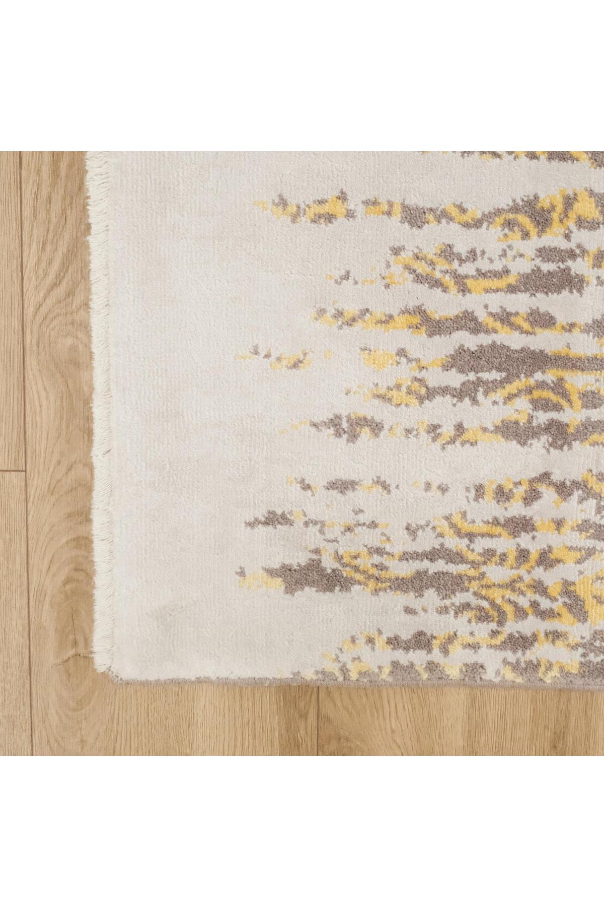 Halicizade Heritage Series Vintage Pattern Machine Woven Rug - Heritage 455 Yellow - MALLTURK