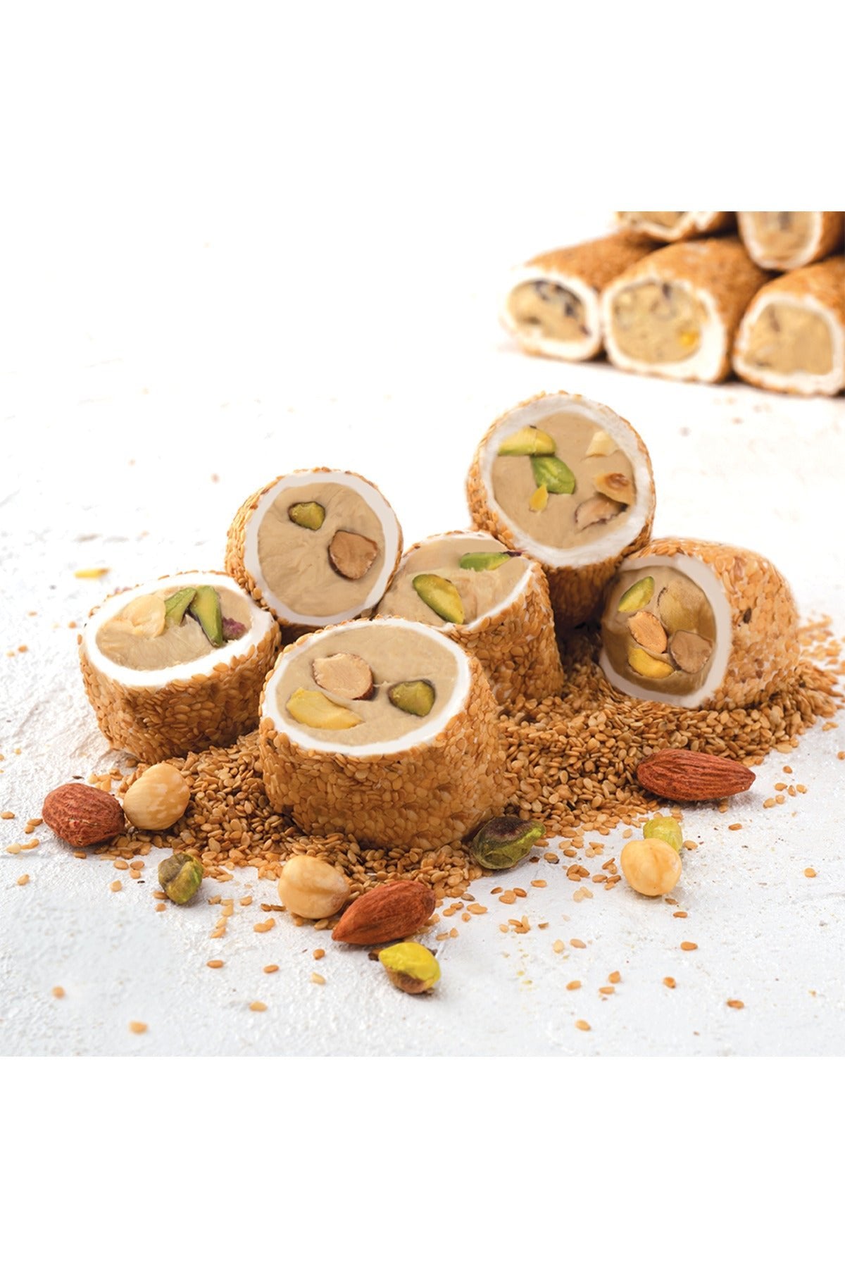 Lokum Atolyesi hurrem Sultan Style susamli tahinli Pistachio Hazelnut Almond dolma Turkish Delight 600g - MALLTURK