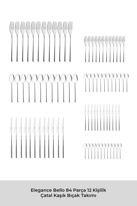 Emsan elegance bello 84 Piece 12 Place Setting Flatware Set luks Boxed - MALLTURK