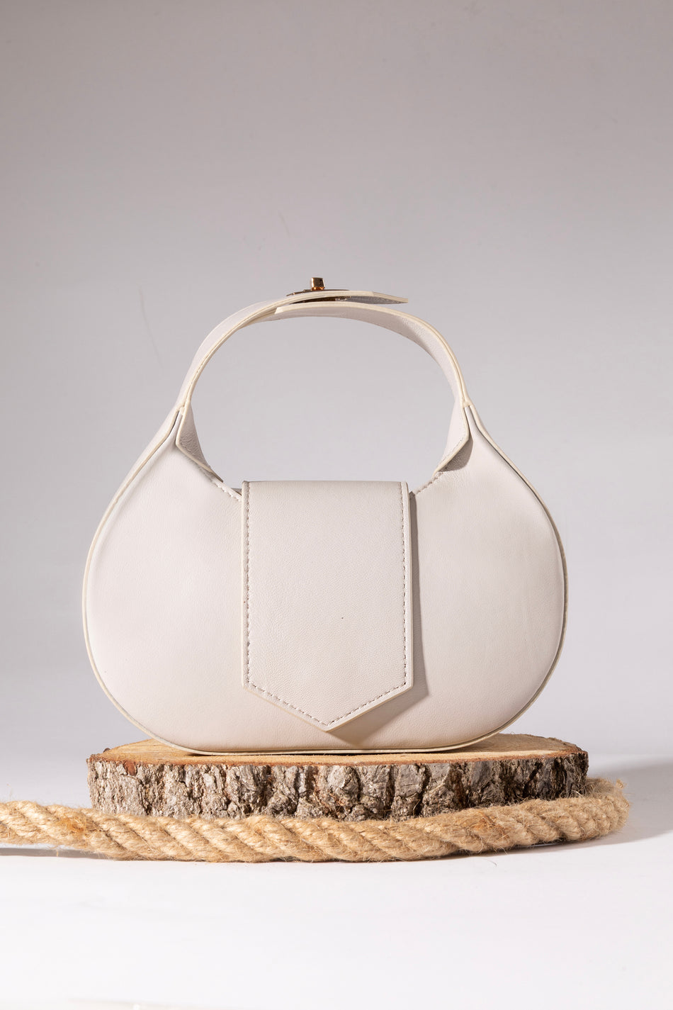 Fubileather Genuine Leather Mona Bag Hand and Shoulder Bag Cream