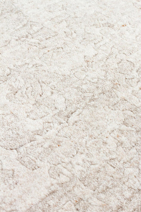 Kalesta Rug Grace Natural Beige, Self-Patterned Pattern Wool, Viscose and Cotton Blend Pattern Elegant Living Room Rug - MALLTURK
