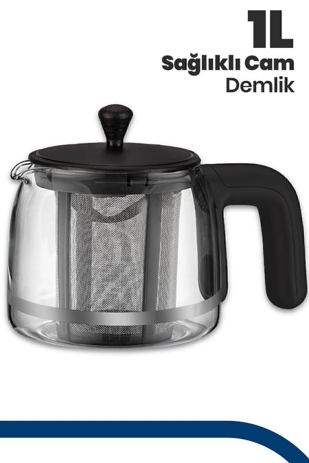 GoldMaster Emirgan Black 2200 Watt Large Capacity Stainless Steel Tea Maker and Water Kettle - MALLTURK