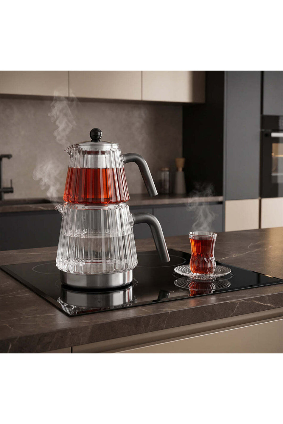 Jumbo Aura Glass induction Base Glass Teapot - MALLTURK