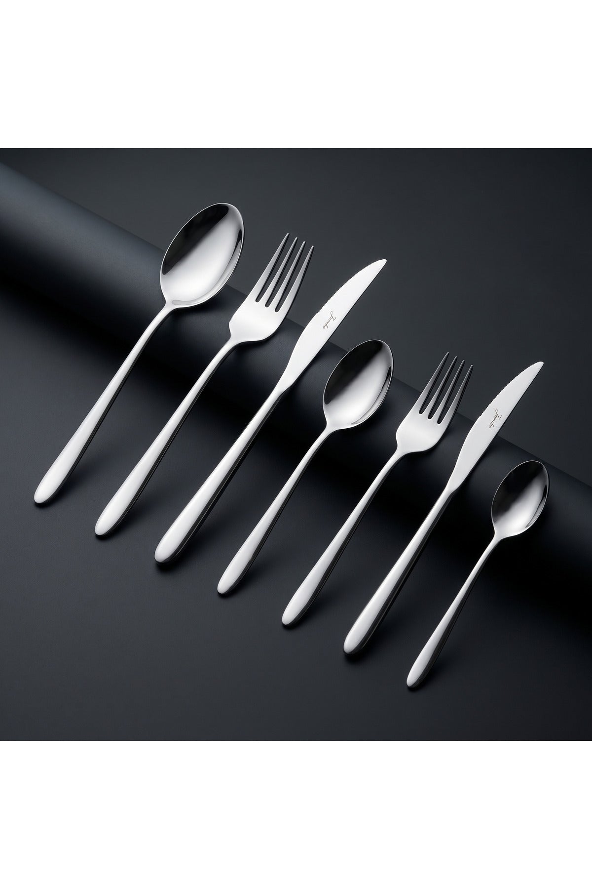 Jumbo 2004 84 Piece 12 Place Setting Steel Flatware Set - MALLTURK