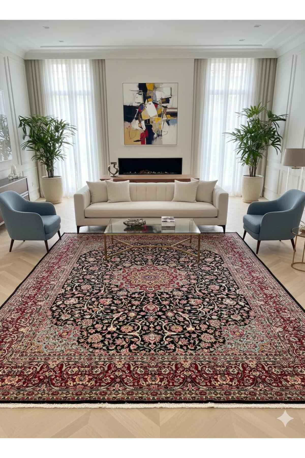 RD RAMAZAN DAG Hand Rug Art Hand-Woven Iranian Kirman Laver Rug Imzalidir Premium Quality Size 445x295 - MALLTURK
