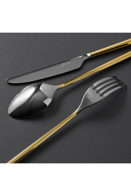 Jumbo 1001 altin 84 Piece 12 Place Setting Flatware Set 500 01 01 6051 - MALLTURK