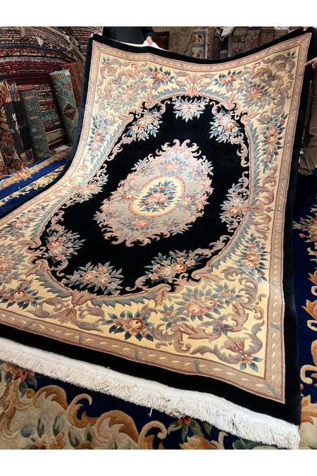 RD RAMAZAN DAG Hand Rug Art Hand-Woven Embossed Chinese Rug Premium Quality Black Color Size 310x210 - MALLTURK