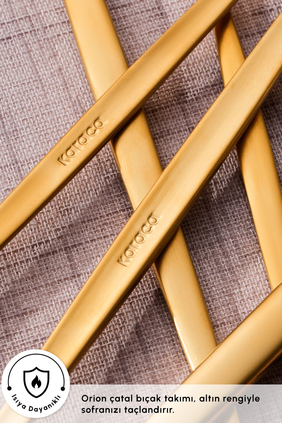 Karaca orion mat gold 12 Place Setting 60 Piece Flatware Set - MALLTURK