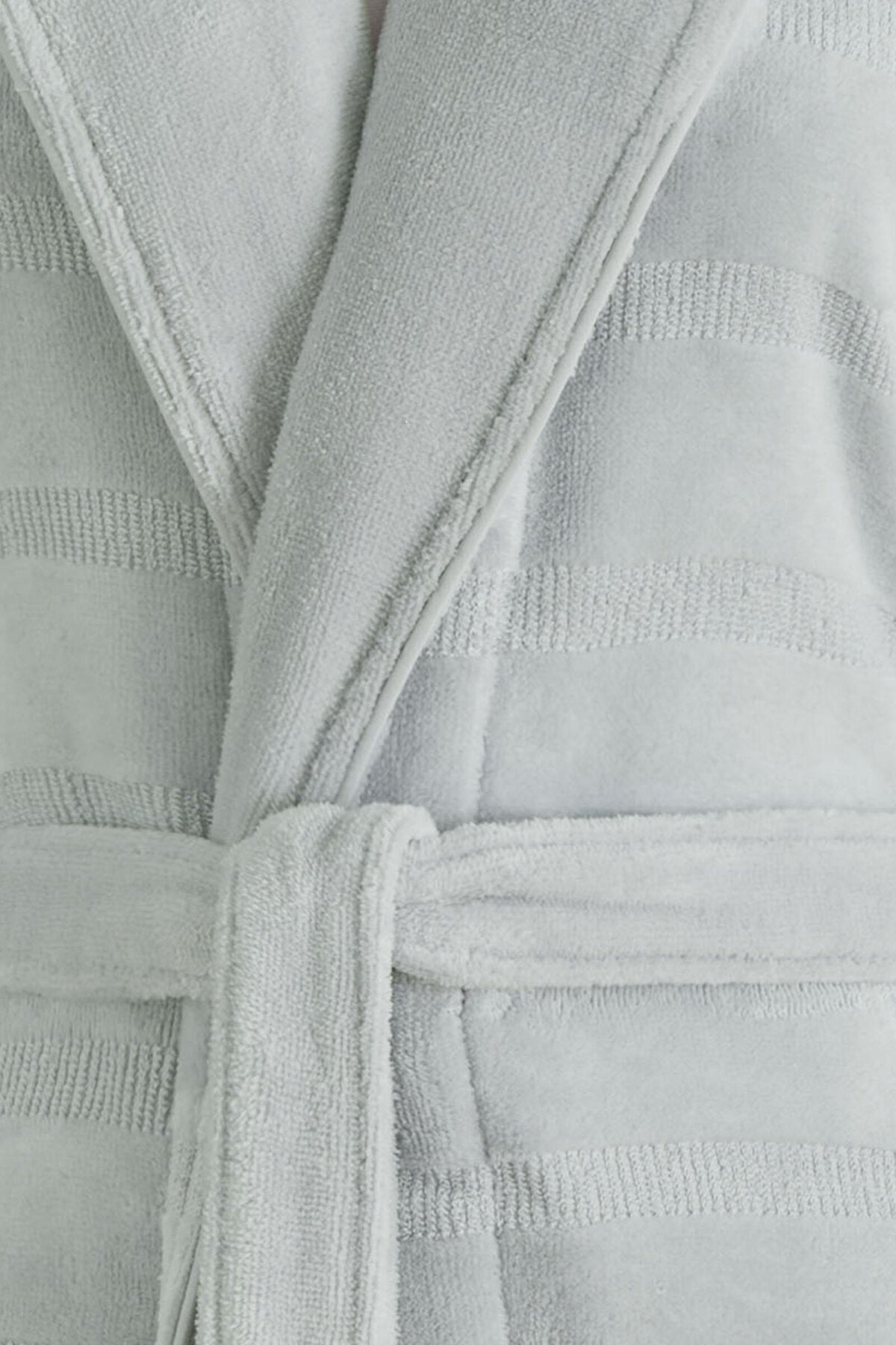 Ozdilek Sadem Organic Stripe Shawl Collar Bathrobe - MALLTURK