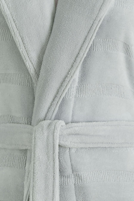 Ozdilek Sadem Organic Stripe Shawl Collar Bathrobe - MALLTURK