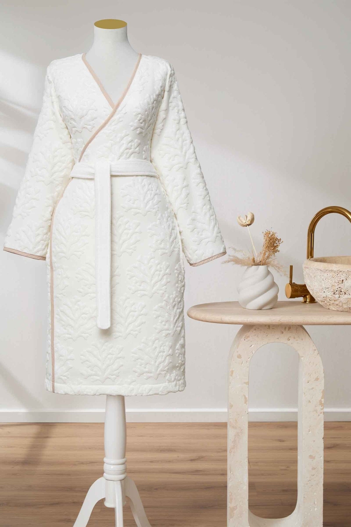Ozdilek Corallo Velvet Kimono Bathrobe - MALLTURK