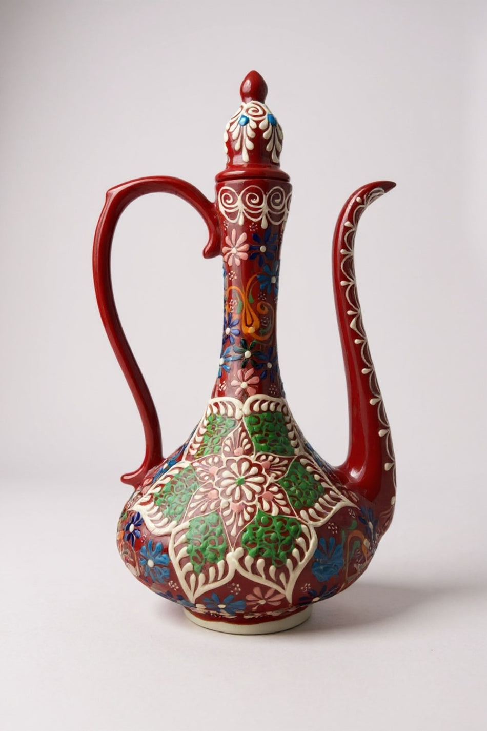 STORESZA Handmade 30cm Embossed and Lace-Work Delicate Jug Ceramic Vase - MALLTURK