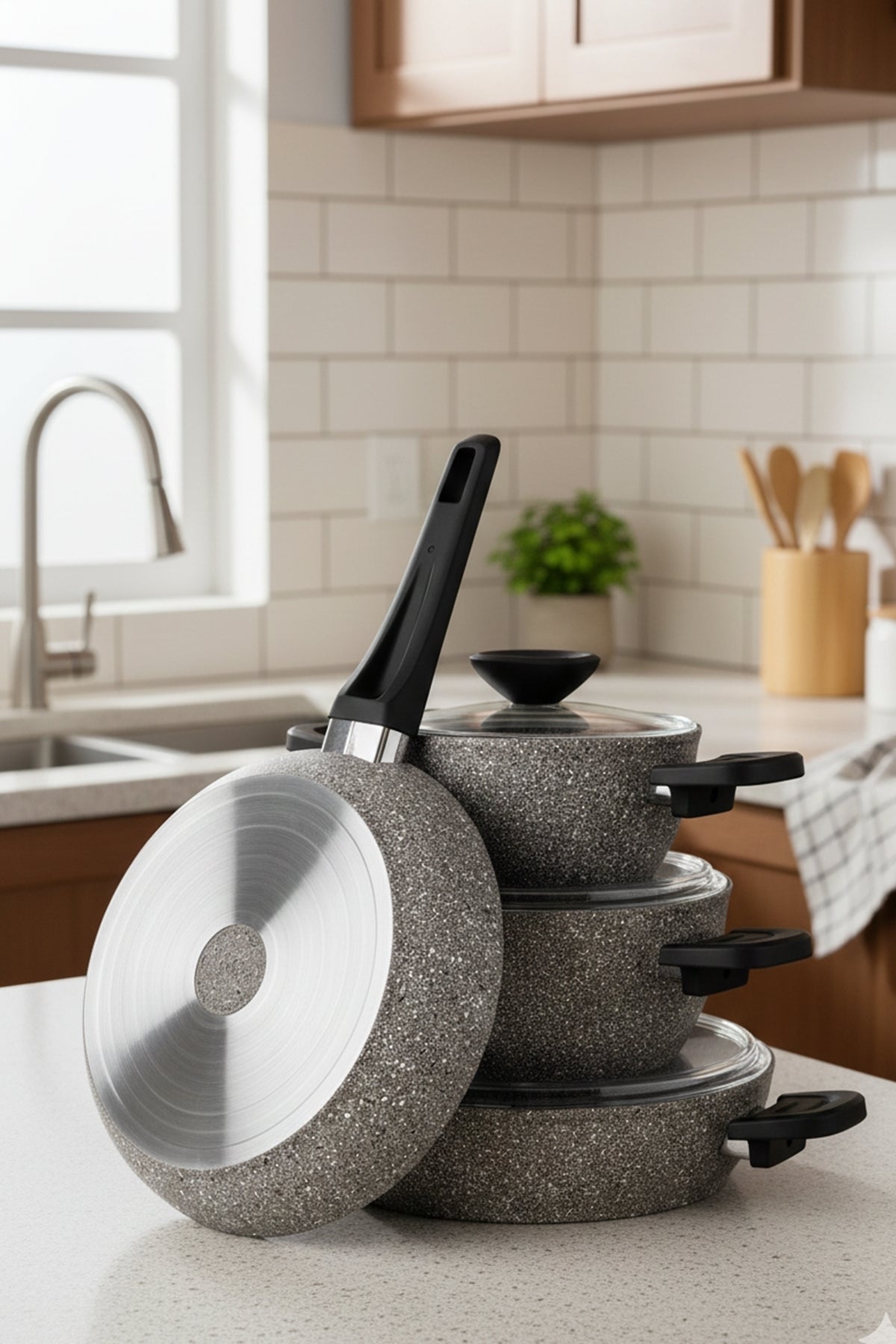 Emsan Stone Granite 7 Piece Cookware Set - MALLTURK