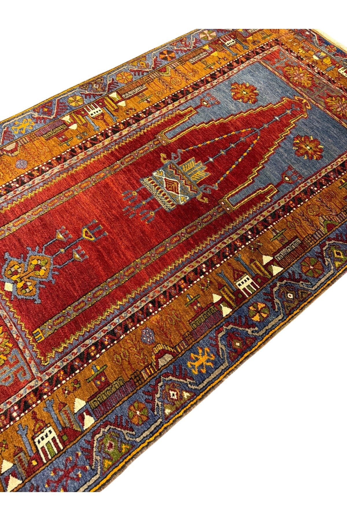 BURAK Rug Hand-Woven Collectible Antique Mihrapli Yahyali Rug 107x190 Natural Dye %100 Wool - MALLTURK