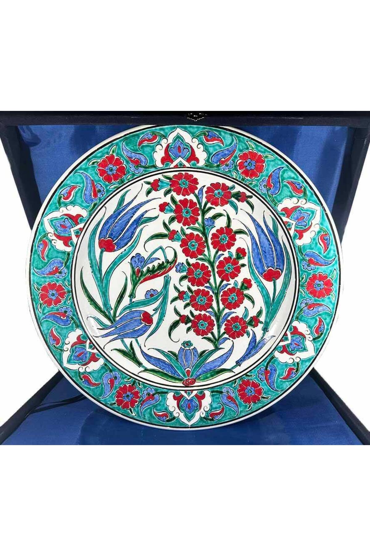 Cini Evi Tulip Patterned Iznik Tile Plate Promise Ceremony, Engagement and Wedding Gift - MALLTURK