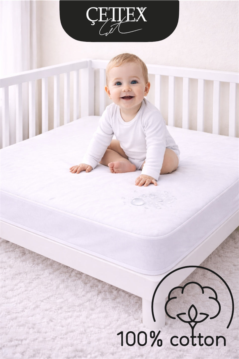 CETTEX BABY Waterproof Cotton Fitted Baby & Kids Mattress Protector - MALLTURK