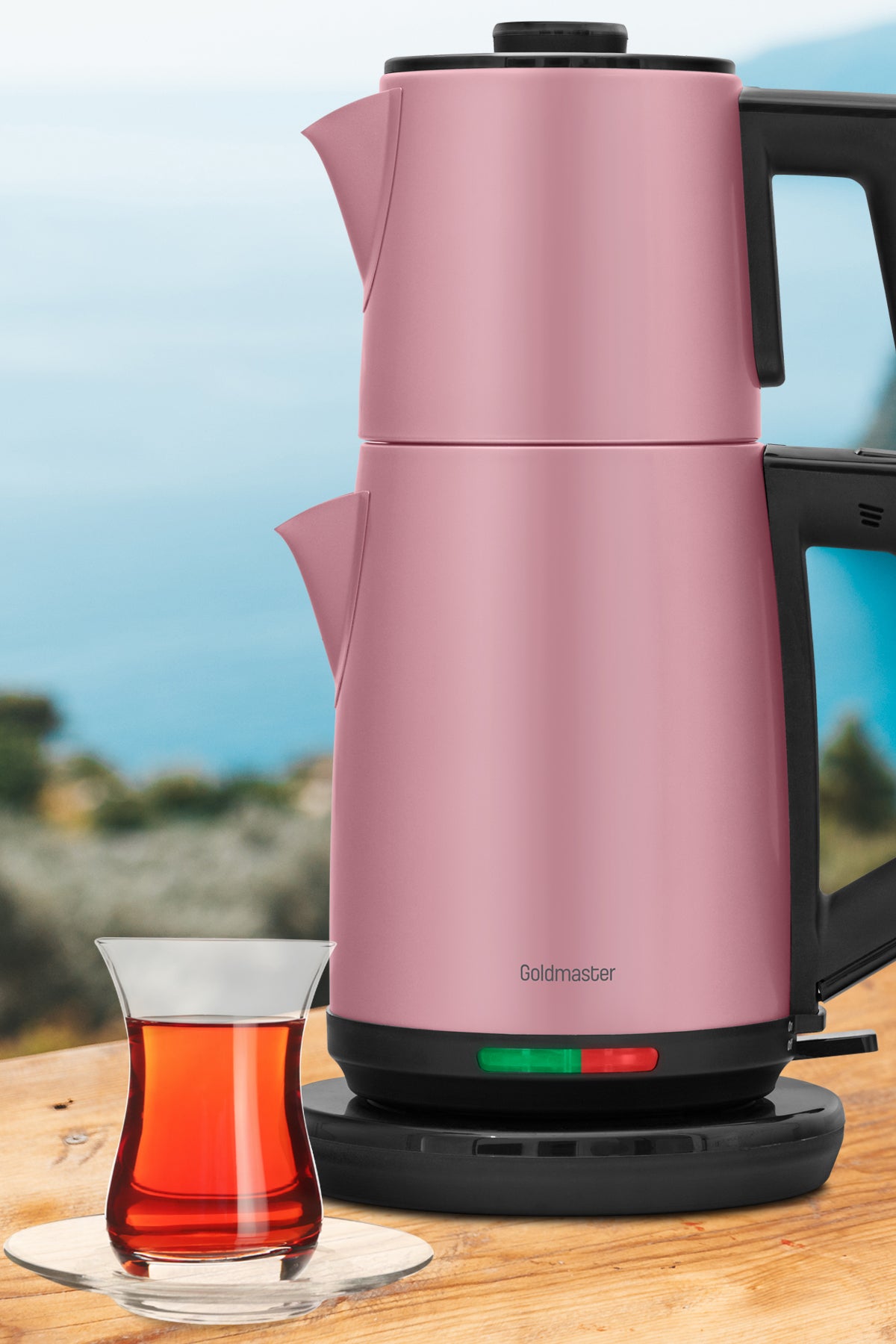 GoldMaster Acacia Pearl Pink XL 2200 Watt Patented Drip-Free Design Stainless Steel Tea Maker and Water Kettle - MALLTURK