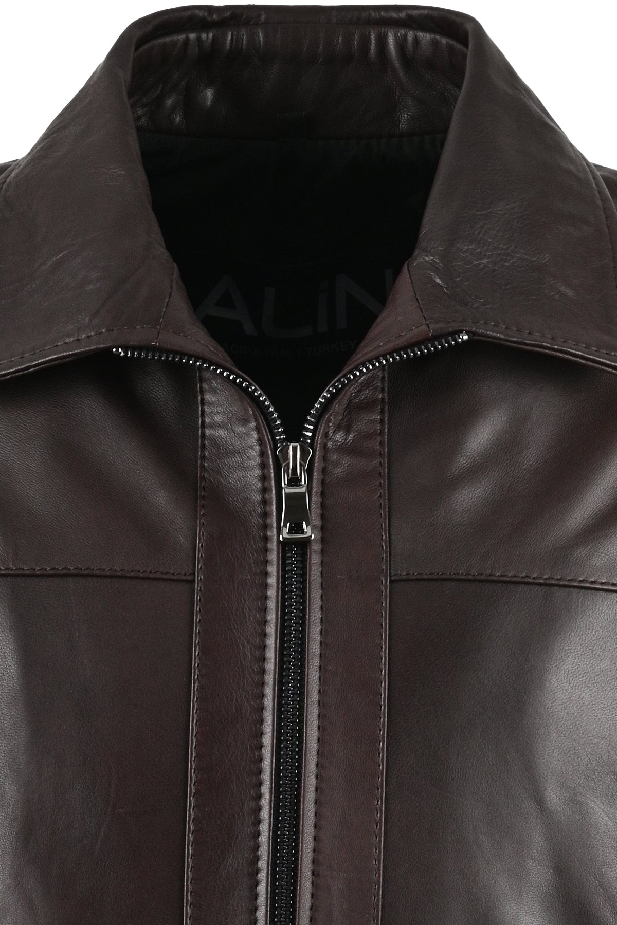 ALIN Leo Men's Genuine Leather Casual Jacket Brown - MALLTURK