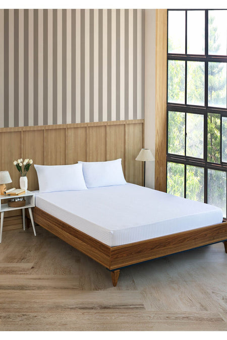 VAVEY Cizgili Cotton Fitted Mattress Protector - MALLTURK