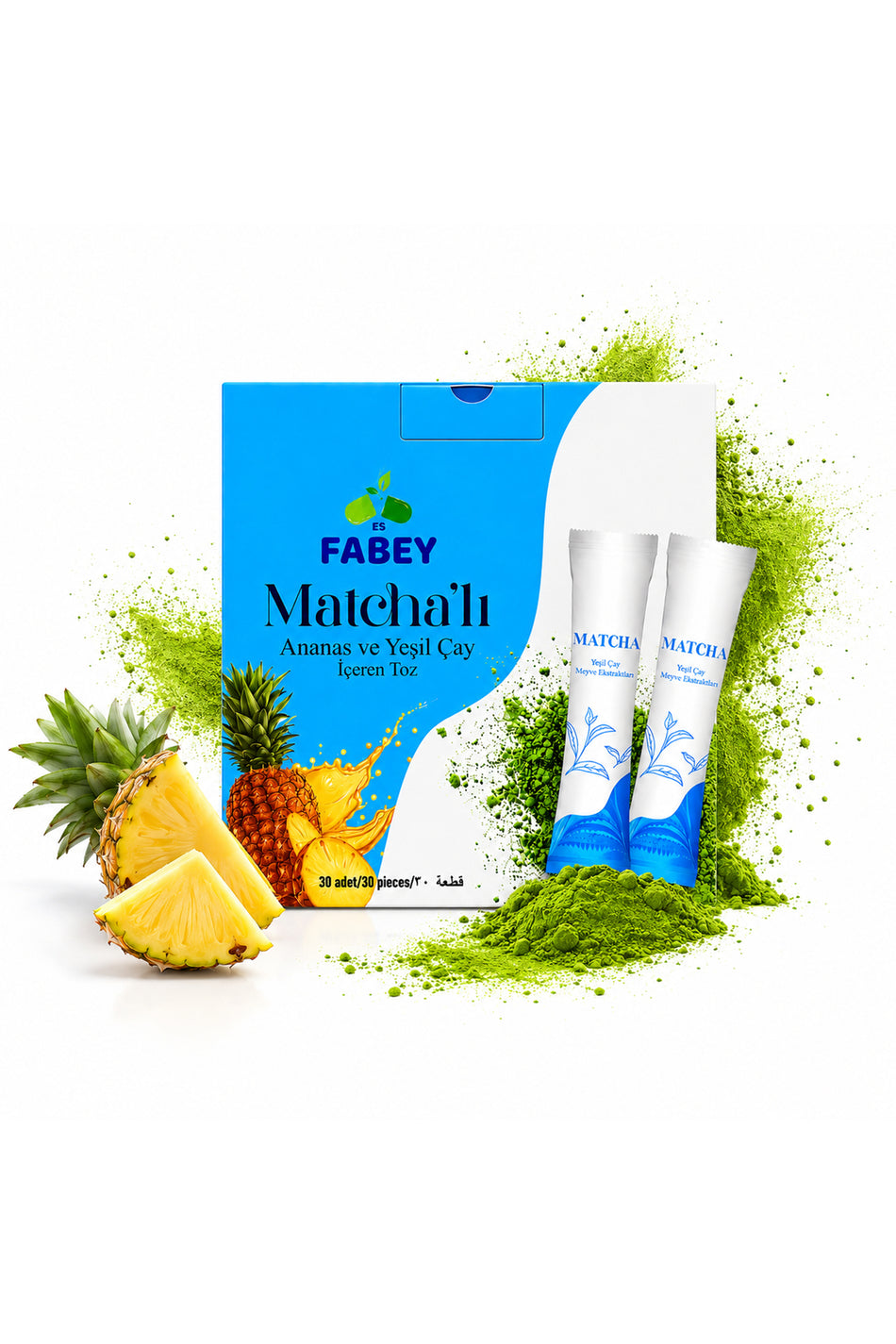 Esfabey Pineapple Flavored Matcha Tea, 30 Sachets