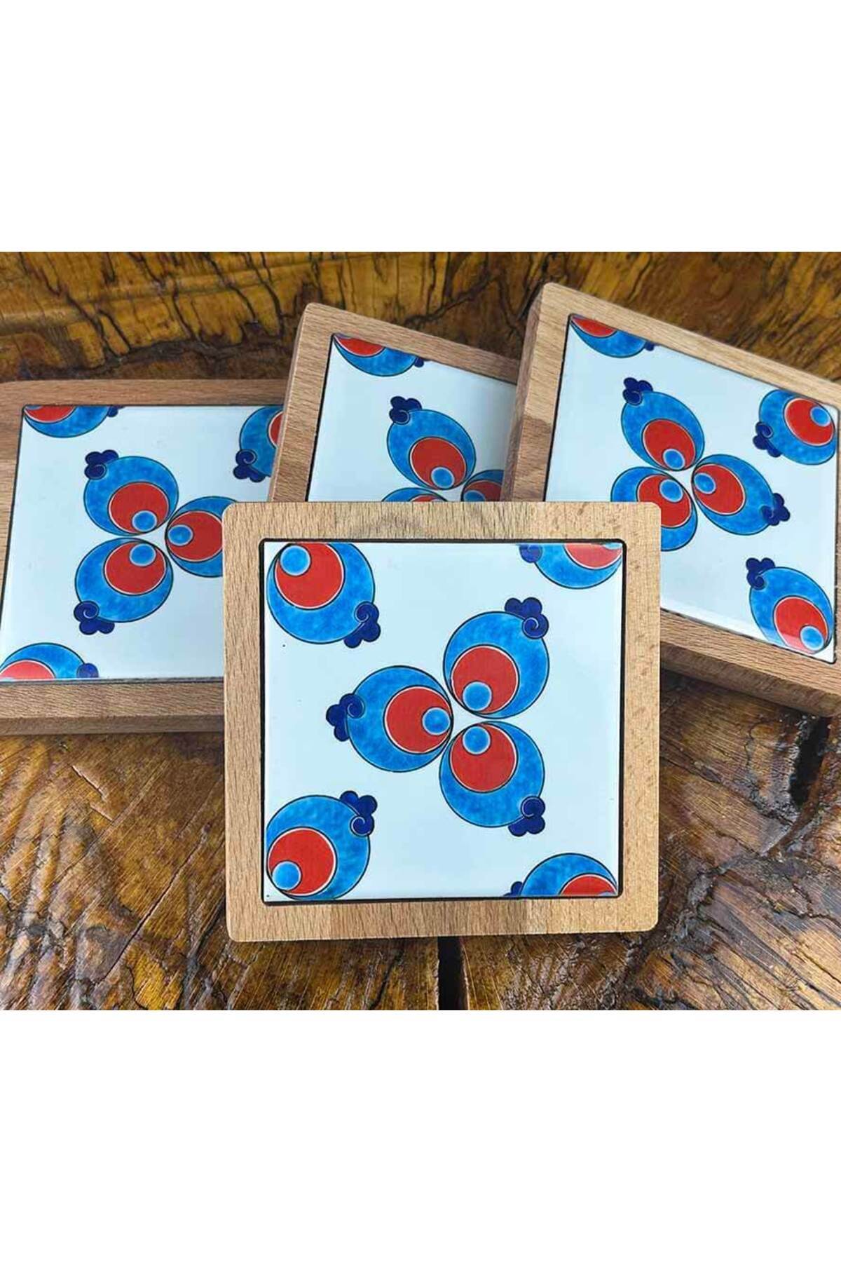 Cini Evi Cintemani Patterned Wooden Coaster Set - MALLTURK