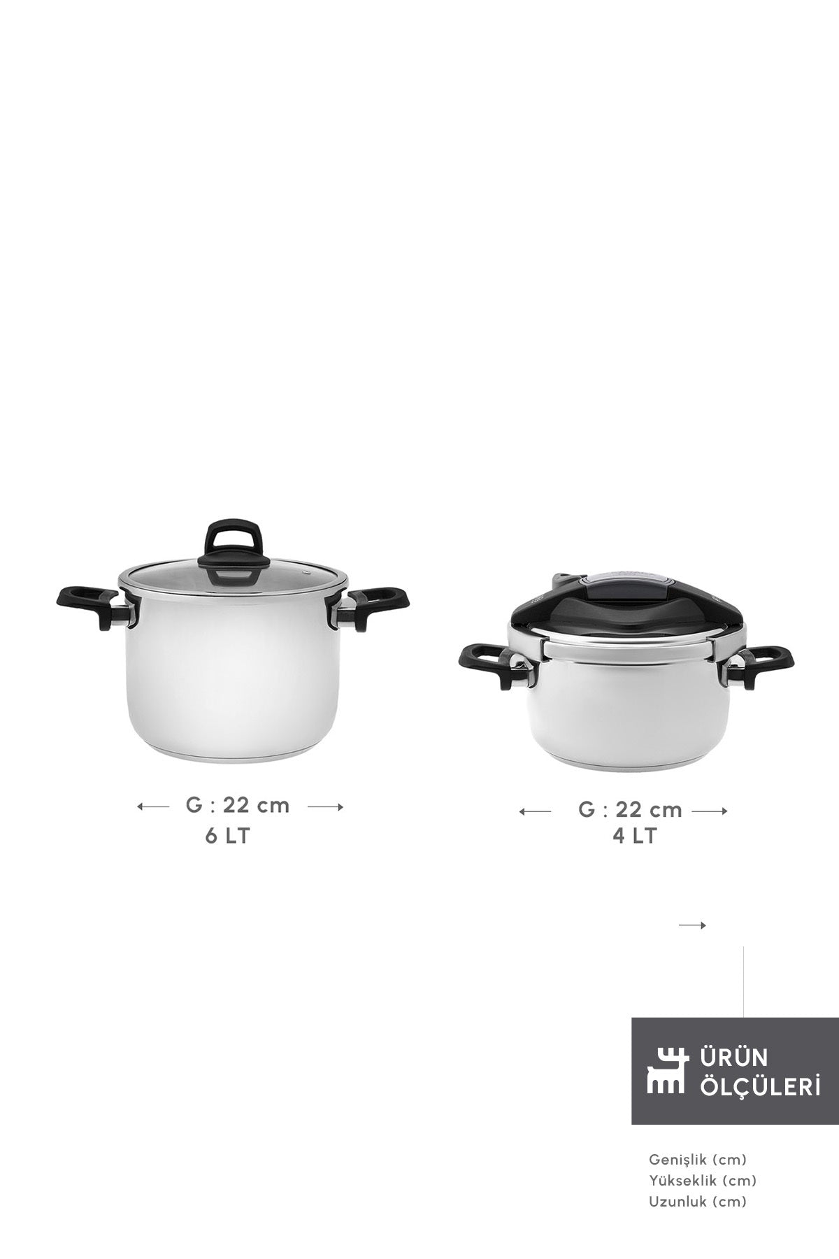 Karaca Perfect Gray induction Base Pressure Cooker Set 4+6 Liters - MALLTURK