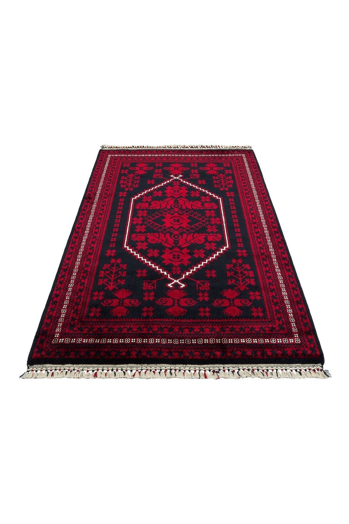 Eko Hali NOSTALGIA 956 BLUE Afghan / Yagcibedir Patterned Handcrafted Tencel Usak Carpet Produced on Special Looms. - MALLTURK