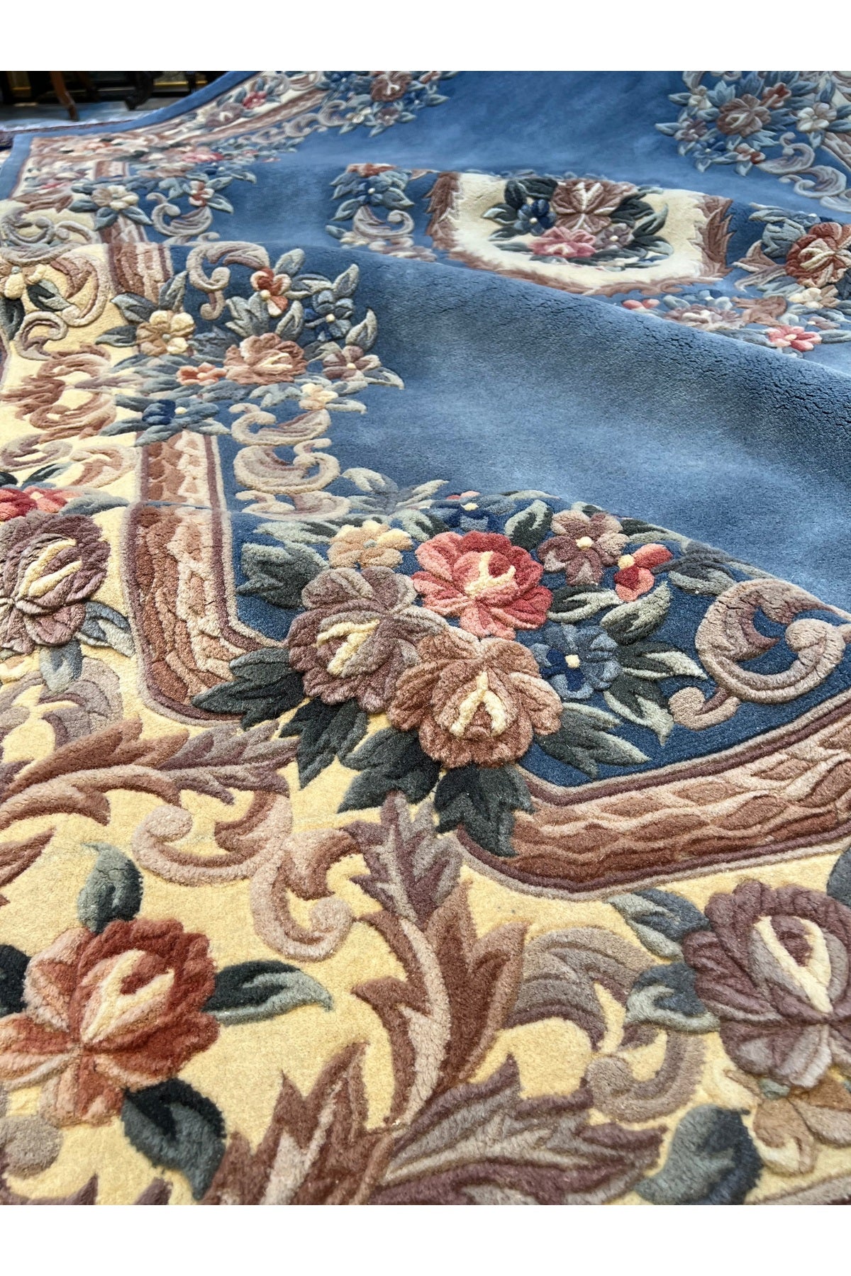 RD RAMAZAN DAG Hand Rug Art Hand-Woven Embossed Chinese Rug Premium Quality Blue Color Wool Weave Exceptional Bir Urun Size 300x200 - MALLTURK
