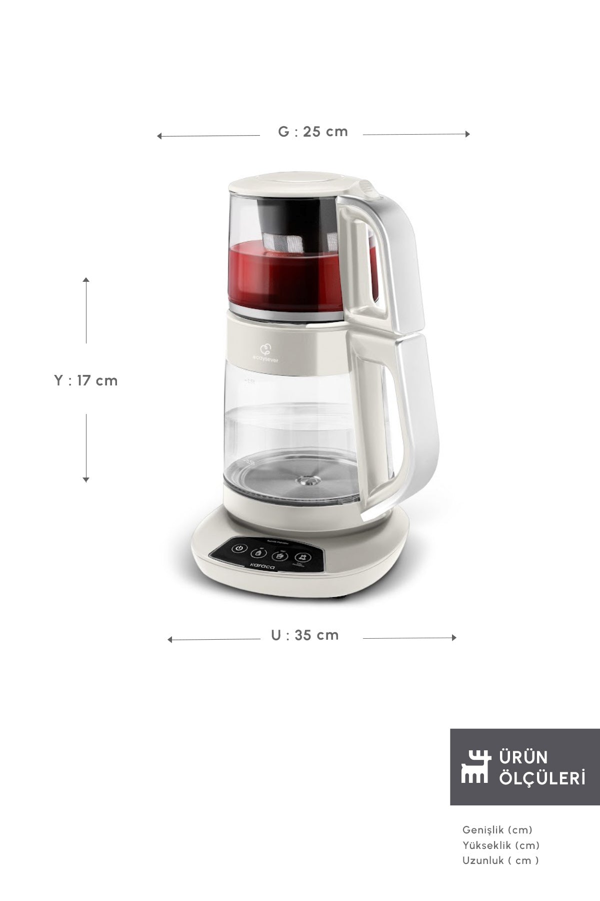 Karaca Tea Lover 3-in-1 Talking Glass Tea Maker, Water Heater and Baby Formula Water Preparer 1700W Starlight. - MALLTURK