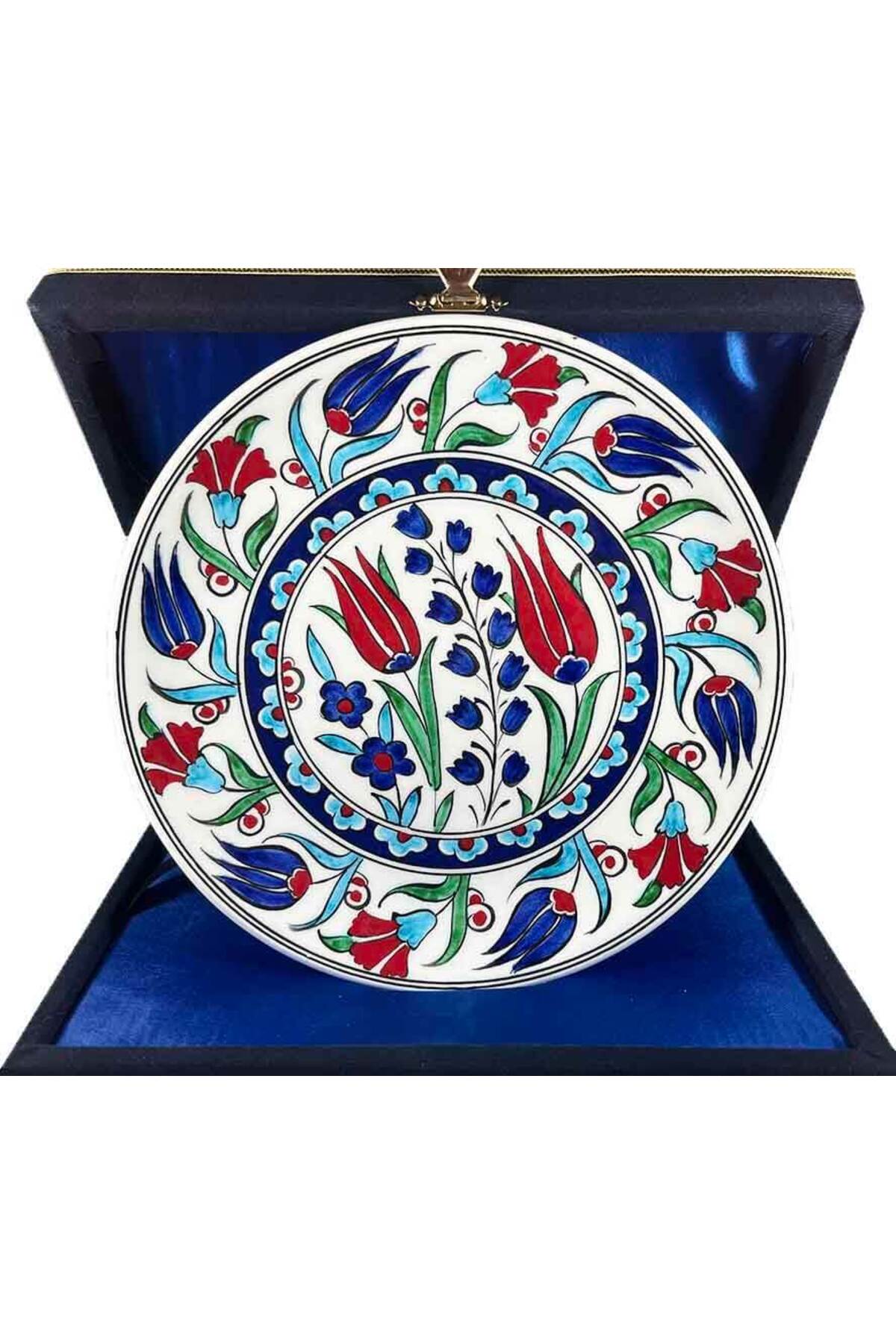 Cini Evi Iznik Tile Plate Tulip and Carnation Garden Patterned 18 cm - MALLTURK