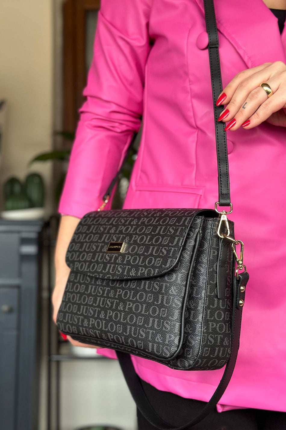 Just Polo Large SIZE 2-Strap Magnetic Closure Multi-Compartment Everyday Women's Shoulder Bag AS5008 - MALLTURK