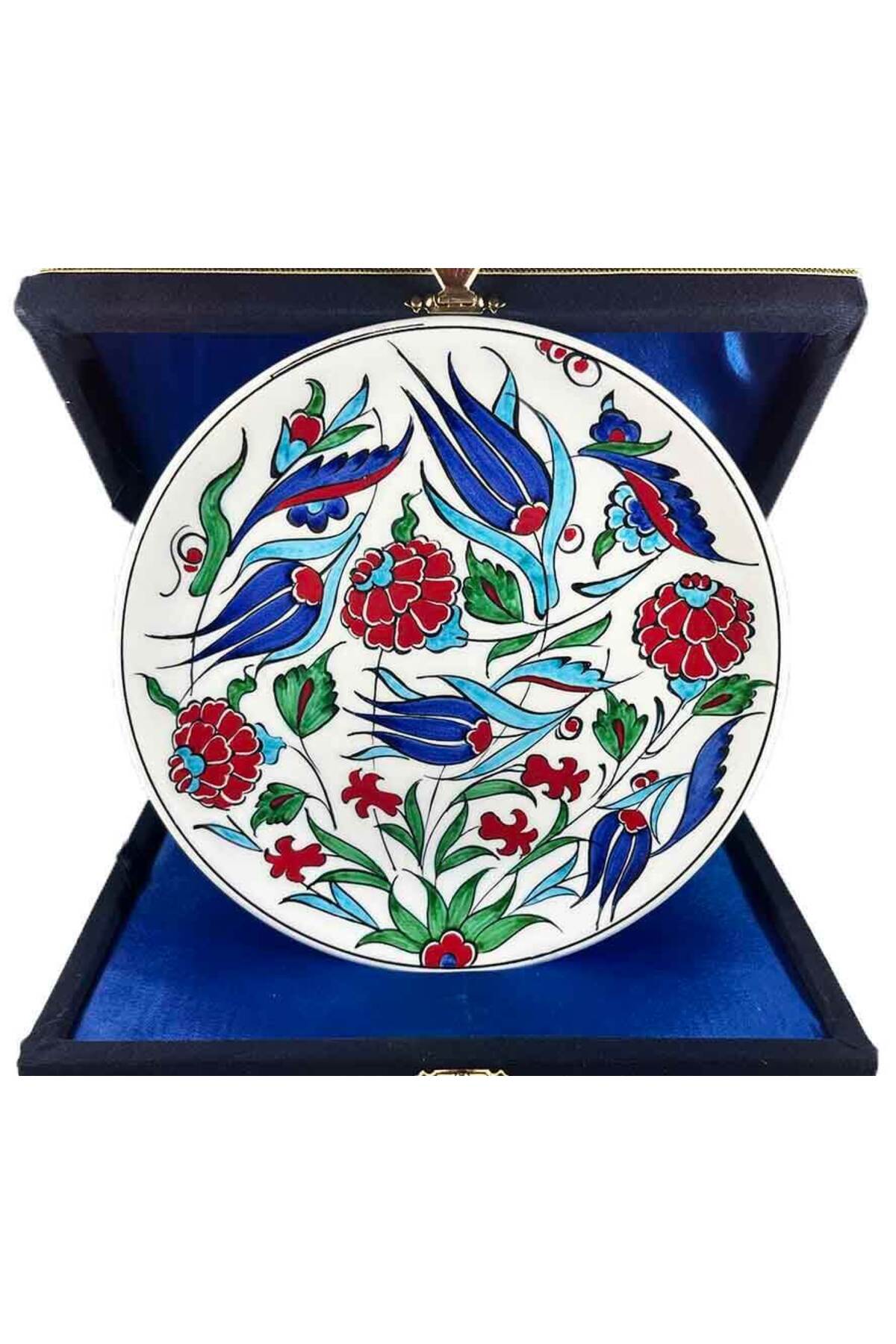 Cini Evi Iznik Tile Plate Gift Pomegranate and Tulip Patterned 18 cm - MALLTURK
