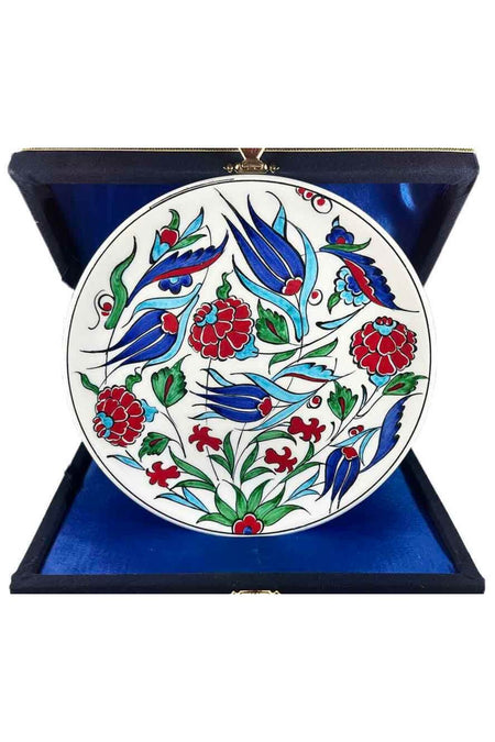 Cini Evi Iznik Tile Plate Gift Pomegranate and Tulip Patterned 18 cm - MALLTURK