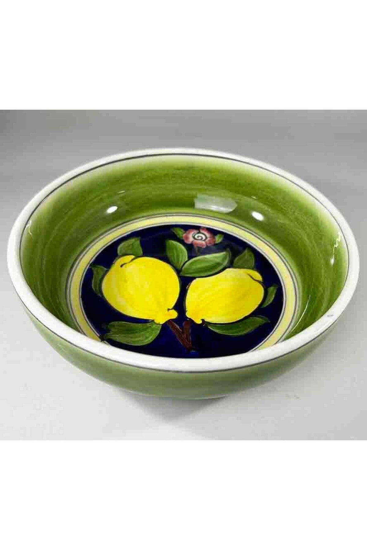 Cini Evi Lemon Patterned Iznik Tile Salad Bowl - MALLTURK