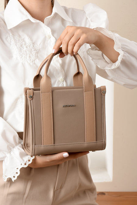 Just Polo Women's Hand and Shoulder Bag, Polo Fabric, SIZE: HEiGHT 19 CM WiDTH 23 CM Mink - MALLTURK