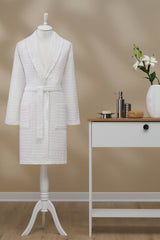 Ozdilek Textured Waffle Shawl Collar Bathrobe - MALLTURK