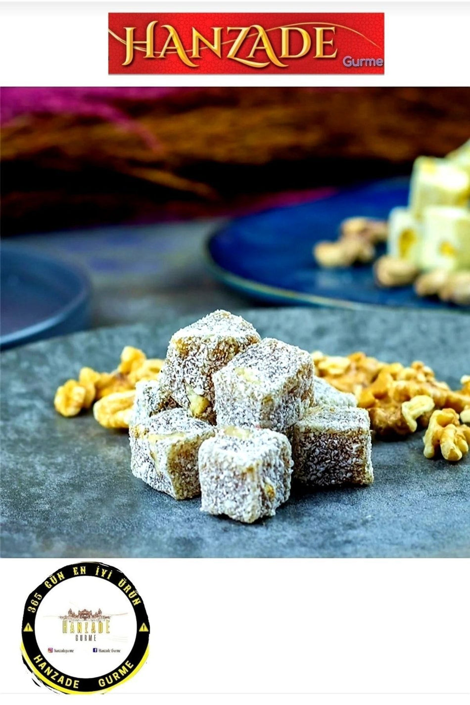 HANZADE GURME Dried Fig Turkish Delight Pistachio Premium Taste 250 g - MALLTURK