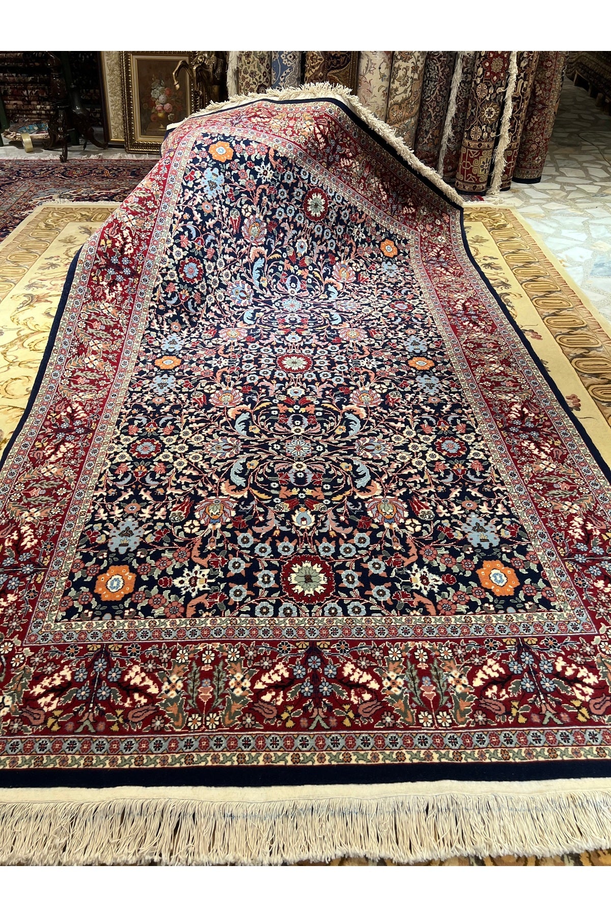 RD RAMAZAN DAG Hand Rug Art Hand-Woven Hereke Rug 100.Anniversary Series Lalezar Design Size 220x150 - MALLTURK