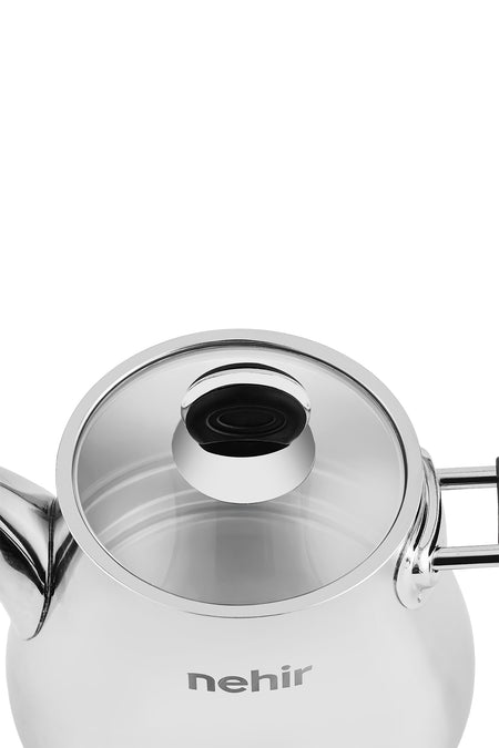 Nehir Luna Maxi Large Size Stainless Steel 1.10-2.25 Liter Teapot Set - MALLTURK