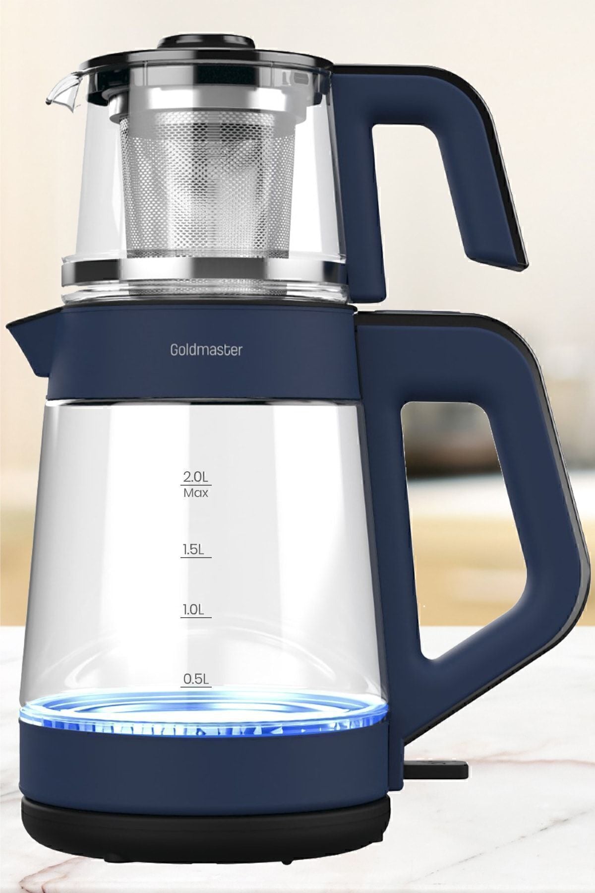 GoldMaster German Schott Glass Teapot and Wide Body Tea Maker and LED Lighted Water Kettle - MALLTURK