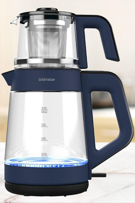 GoldMaster German Schott Glass Teapot and Wide Body Tea Maker and LED Lighted Water Kettle - MALLTURK