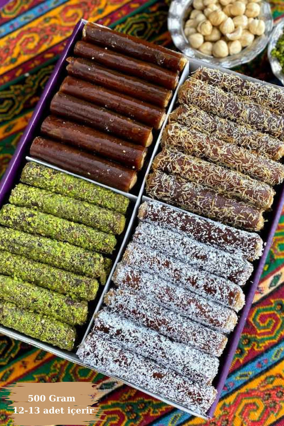 Birsalkim gumushane Assorted rulo Fruit Leather findik ezmeli 1000 g Pistachio Kadayif Coconut