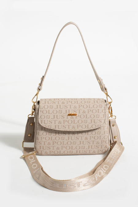 Just Polo Women's Three-Compartment Shoulder Bag Color Beige - MALLTURK